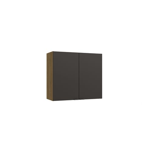 Armário Aéreo Kappesberg Suprema 2 Portas Freijó/Preto Fosco 80cm x 34cm