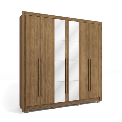 Guarda-Roupa Casal 100% MDF Kappesberg c/Pés e 8 Espelhos 6 Portas 8 Gavetas Nogueira