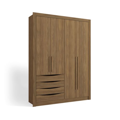 Guarda-Roupa Solteiro 100% MDF Kappesberg 4 Portas 4 Gavetas Nogueira