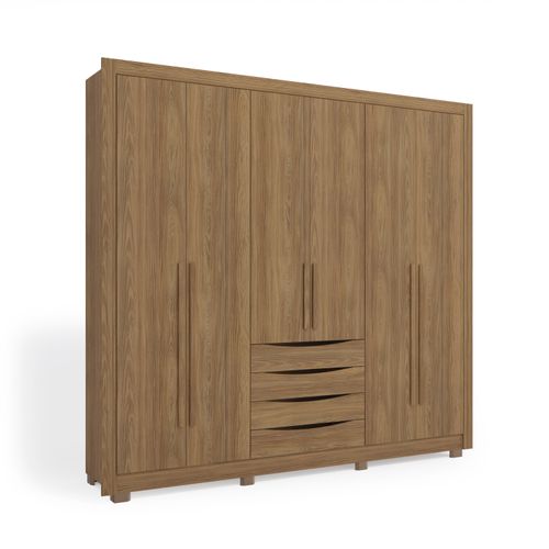 Guarda-Roupa Casal 100% MDF Kappesberg c/Pés 6 Portas 4 Gavetas Nogueira