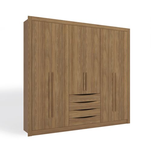 Guarda-Roupa Casal 100% MDF Kappesberg 6 Portas 4 Gavetas Nogueira