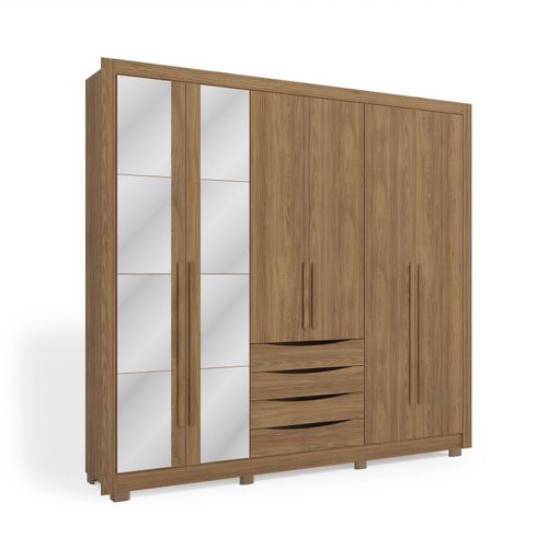 Guarda-Roupa Casal 100% MDF Kappesberg 8 Espelhos 6 Portas 4 Gavetas Nogueira