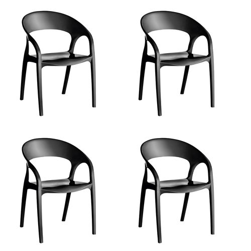 Conjunto 4 Cadeiras UZ Glass Plus Preto