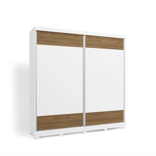 Guarda-Roupa Casal 100% MDF Kappesberg c/Pés 2 Portas de Correr 6 Gavetas Branco/Nogueira