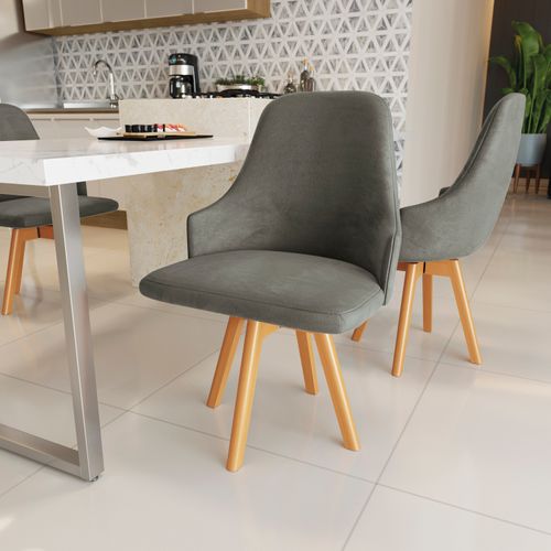 Cadeira Suria Kappesberg Suede Veludo Deluxe Cinza Chumbo