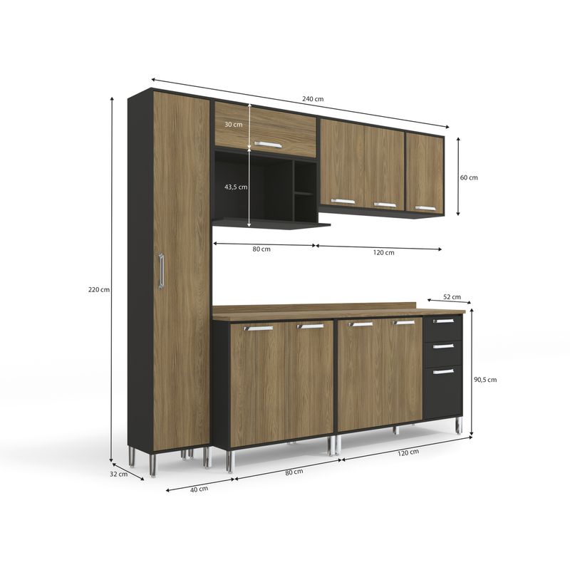 Armario-de-Cozinha-Completa-Kappesberg-Geometric-Preto-Fosc-Nog-8-pecas