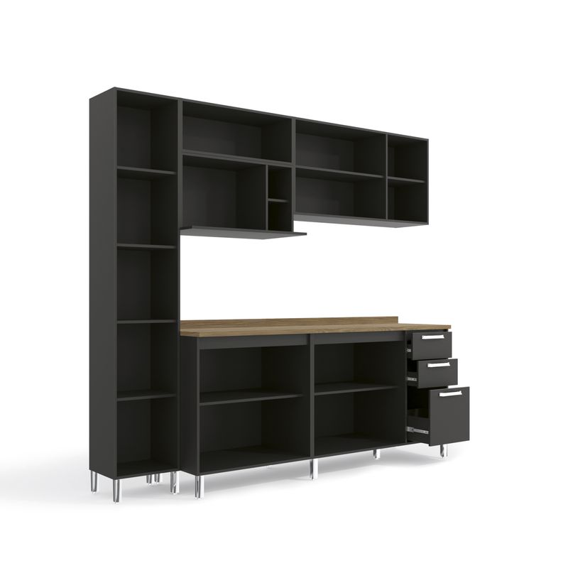 Armario-de-Cozinha-Completa-Kappesberg-Geometric-Preto-Fosc-Nog-8-pecas