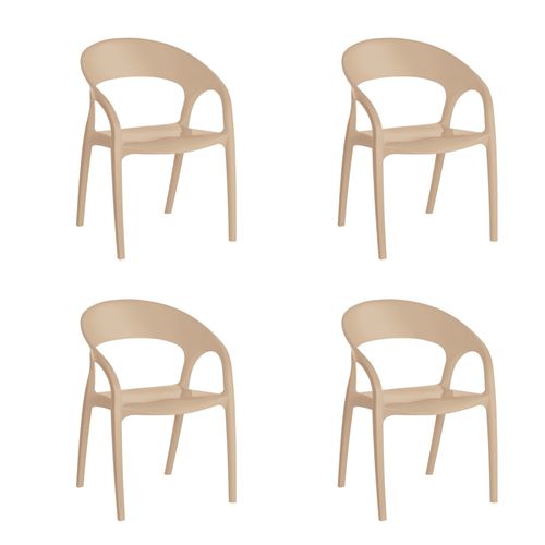 Conjunto 4 Cadeiras UZ Glass Plus Capuccino