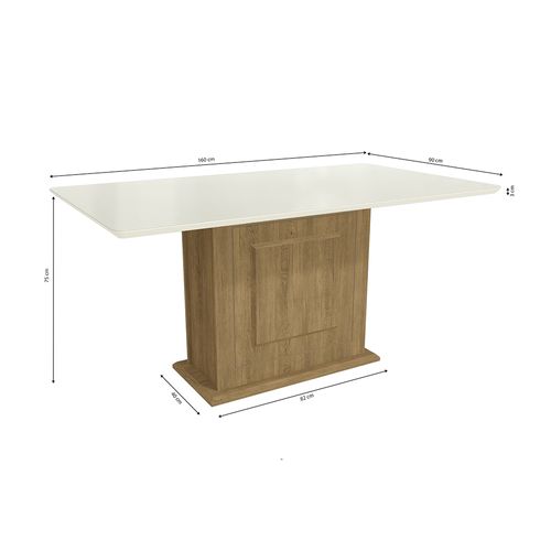 Mesa de Jantar Kappesberg com Tampo de Madeira e Vidro 160cm