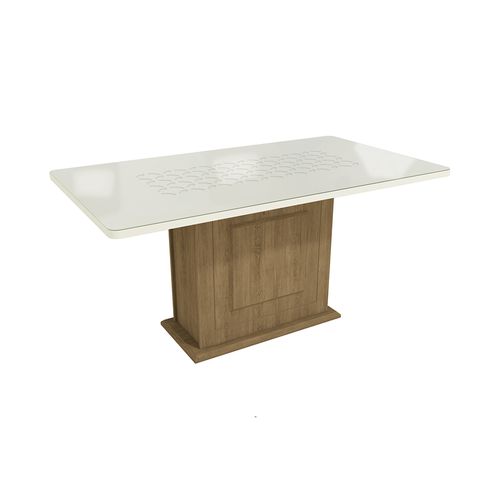 Mesa de Jantar Kappesberg com Tampo de Madeira e Vidro 160cm