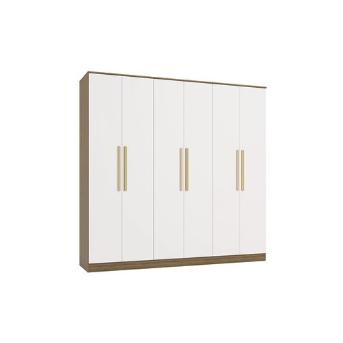 Guarda-Roupa 6 Portas 4 Gavetas Kappesberg Adapt Nogueira/Branco