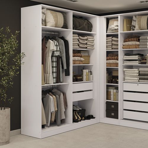 Guarda-Roupa Sem Portas Closet 2 Gavetas Kappesberg Adapt Branco 158cm