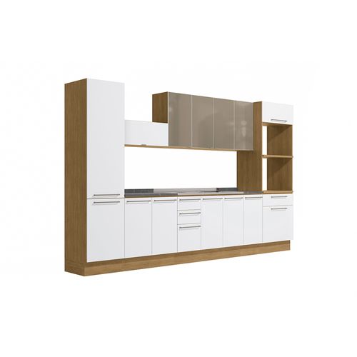 Cozinha Completa Kappesberg Suprema Freijó/Branco/Vidro Bronze 10 Peças