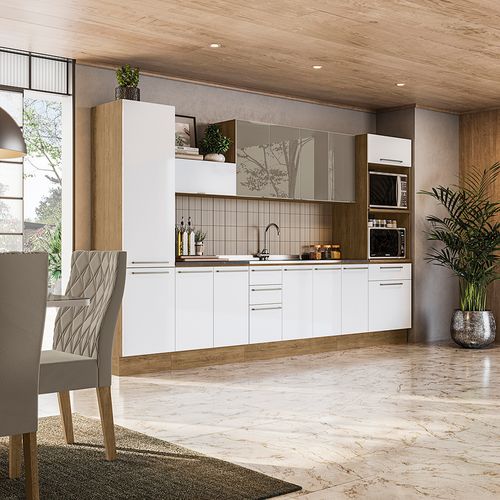 Cozinha Completa Kappesberg Suprema Freijó/Branco/Vidro Bronze 10 Peças