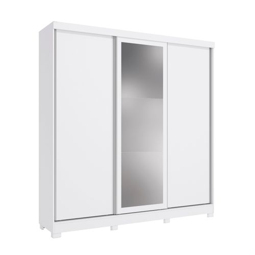 Guarda-Roupa Casal Kappesberg 3 Portas Reversíveis de Correr 3 Espelhos 2 Gavetas Branco