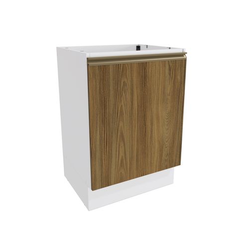 Balcão Celeste Kappesberg 100% MDF 1 Porta Branco/Nogueira 60cm