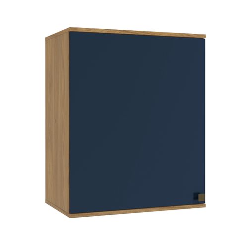 Armário Aéreo Celeste Kappesberg 100% MDF 1 Porta Nogueira/Azul 60cm