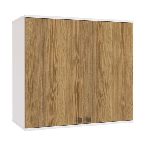 Armário Aéreo Celeste Kappesberg 100% MDF 2 Portas Branco/Nogueira 80cm