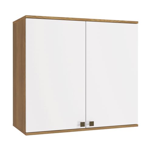 Armário Aéreo Celeste Kappesberg 100% MDF 2 Portas Nogueira/Branco 80cm