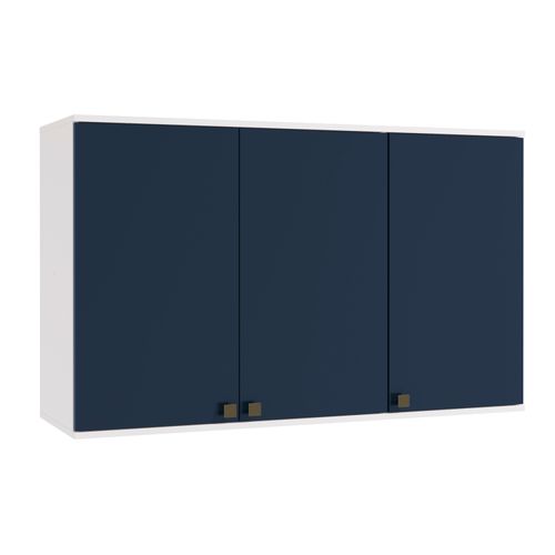 Armário Aéreo Celeste Kappesberg 100% MDF 3 Portas Branco/Azul 120cm