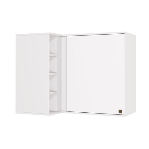 Armário Aéreo de Canto Reto Celeste Kappesberg 100% MDF 1 Porta 4 Nichos Branco 98cm