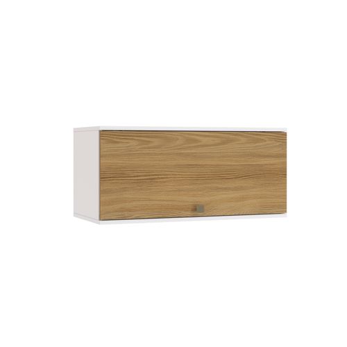 Armário Aéreo Celeste Kappesberg 100% MDF 1 Porta Basculante Branco/Nogueira 80cm