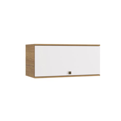 Armário Aéreo Celeste Kappesberg 100% MDF 1 Porta Basculante Nogueira/Branco 80cm