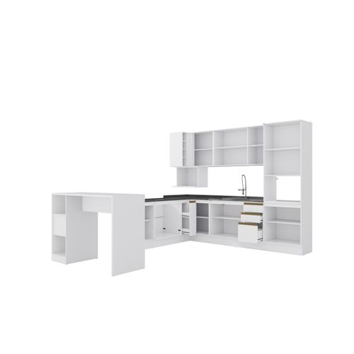 Cozinha de Canto Modulada Celeste Kappesberg 100% MDF Branco