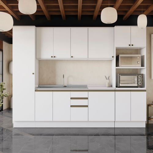 Cozinha Modulada Celeste Kappesberg 100% MDF Branco 300cm