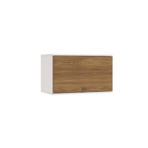 Armário Aéreo Celeste Kappesberg 100% MDF 1 Porta Basculante Branco/Nogueira 60cm