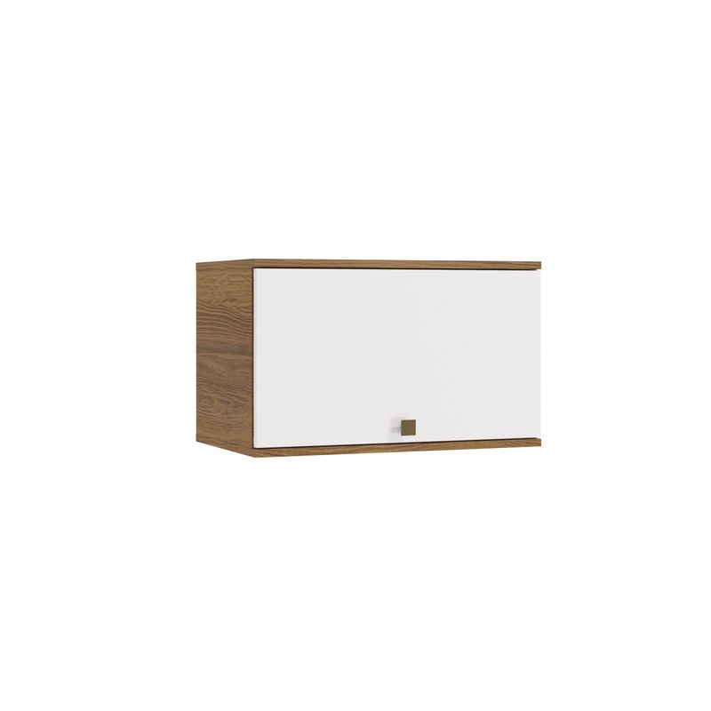 Armário Aéreo Celeste Kappesberg 100% MDF 1 Porta Basculante Nogueira/Branco 60cm