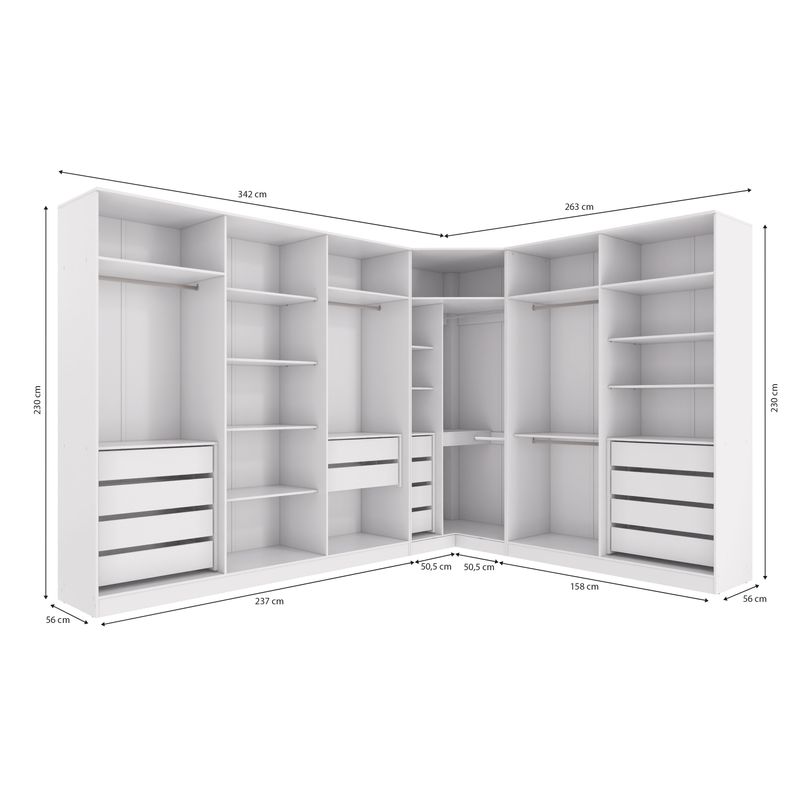 Conjunto Closet Kappesberg Adapt Branco 6 Peças 342cm x 263cm