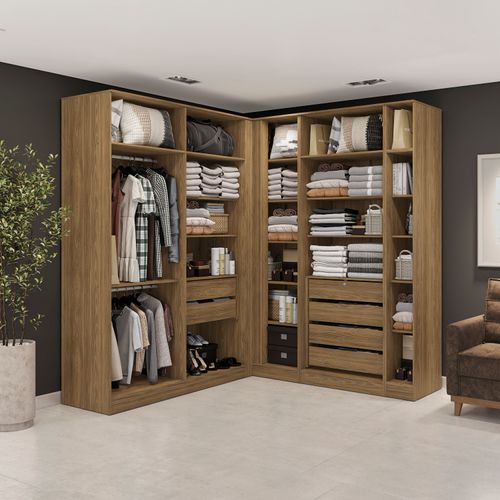 Conjunto Closet em Kappesberg Adapt Nogueira 5 Peças 222cm x 205cm