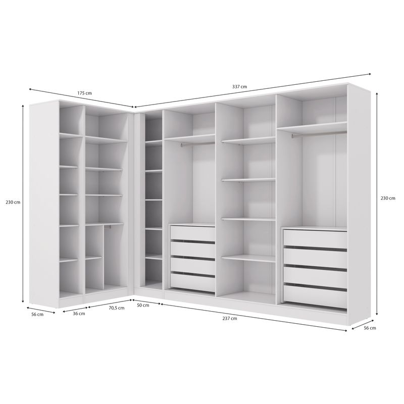 Conjunto Closet Kappesberg Adapt Branco 6 Peças 337cm x 175cm