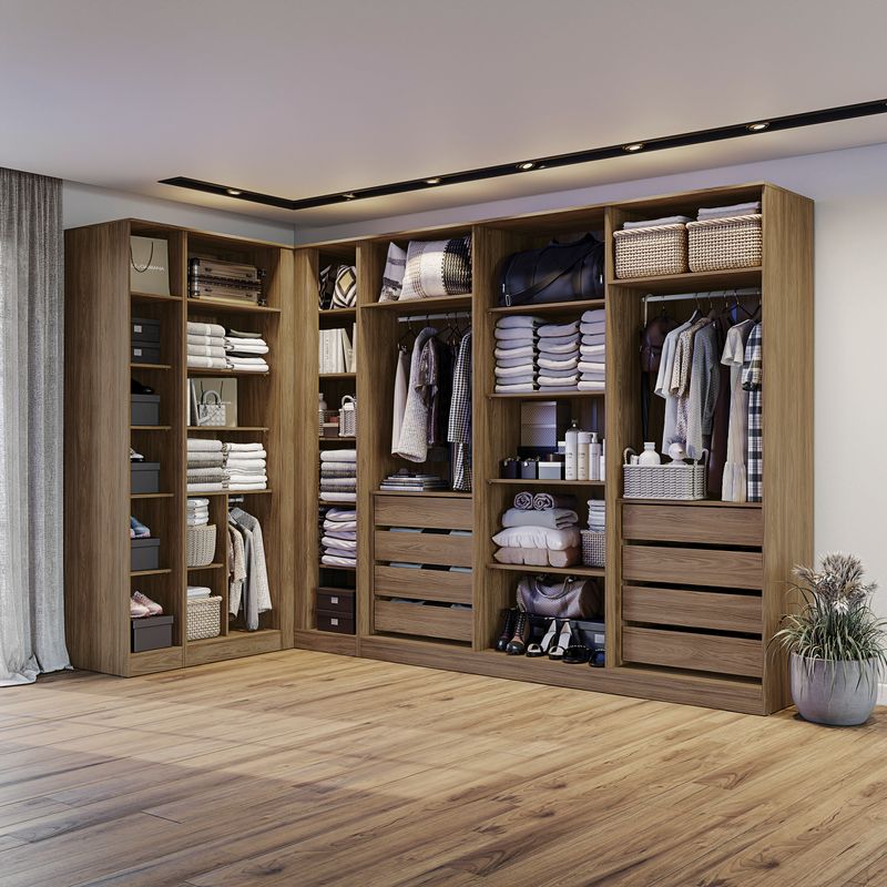 Conjunto Closet Kappesberg Adapt Nogueira 6 Peças 337cm x 175cm