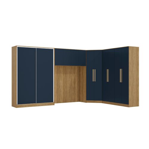 Quarto Modulado Kappesberg Adapt Nogueira/ Azul Profundo 5 Peças  418cm x 263cm