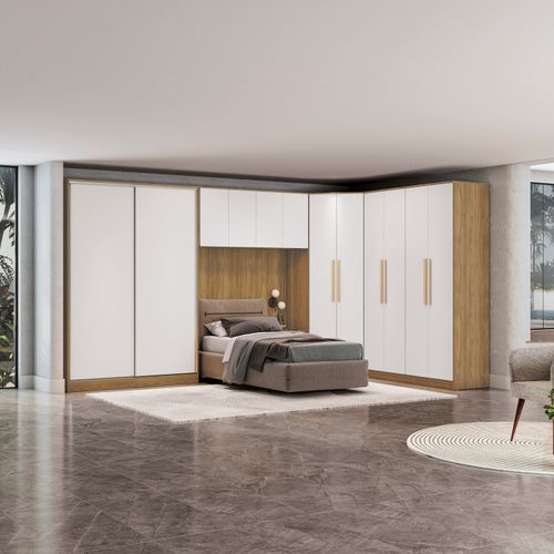 Quarto Modulado Kappesberg Adapt Nogueira/Branco 5 Peças  418cm x 263cm