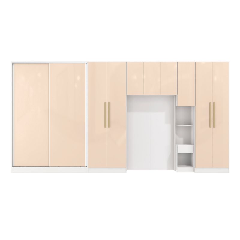 Quarto Modulado Kappesberg Adapt Branco/Macadâmia 6 Peças 450cm