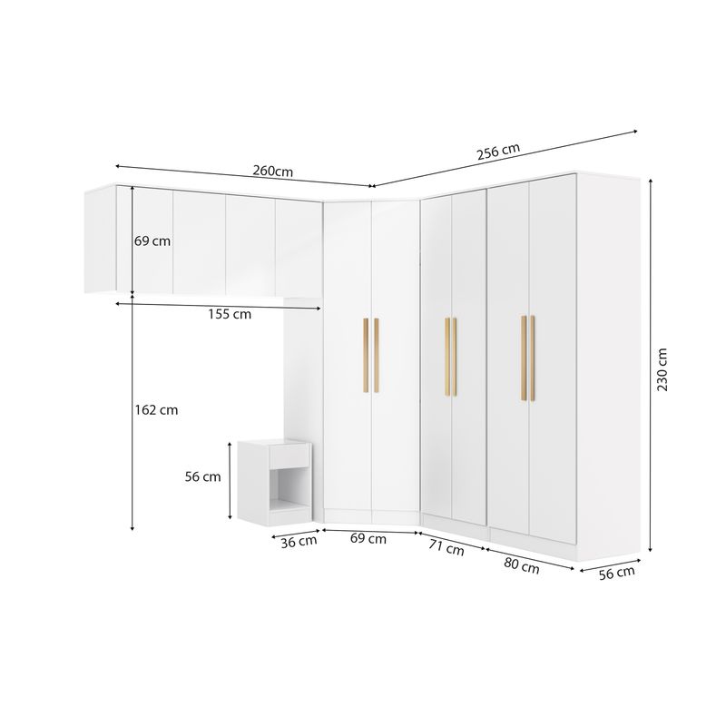 Quarto Modular Kappesberg Adapt Branco 6 Peças 260cm x 256cm