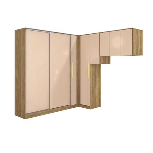 Quarto Modulado Kappesberg Adapt Nogueira/Macadâmia 6 Peças 246cm x 241cm