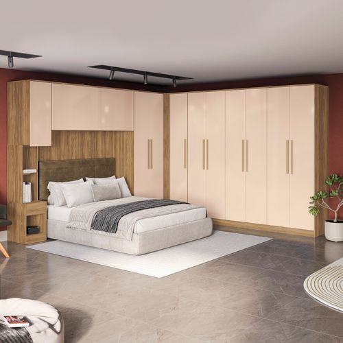 Quarto Modulado Kappesberg Adapt Nogueira/Macadâmia 7 Peças 354cm x 336cm