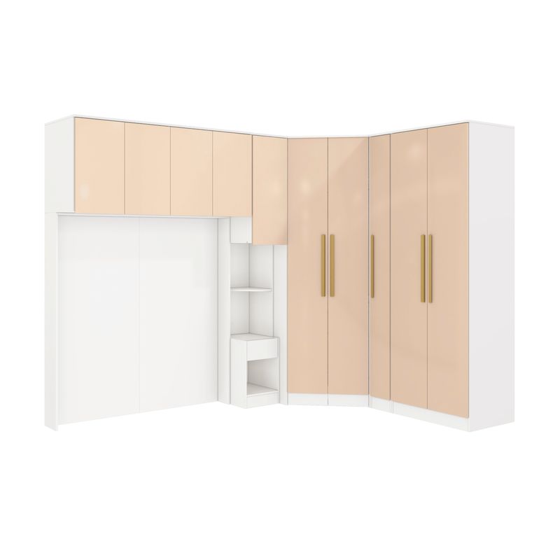 Quarto Modular Kappesberg Adapt Branco/Macadâmia 7 Peças 296cm x 210cm