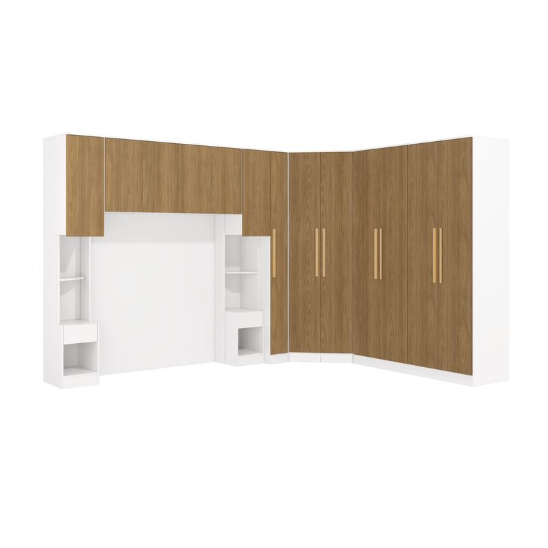 Quarto Modular Kappesberg Adapt Branco/Nogueira 8 Peças 357cm x 263cm