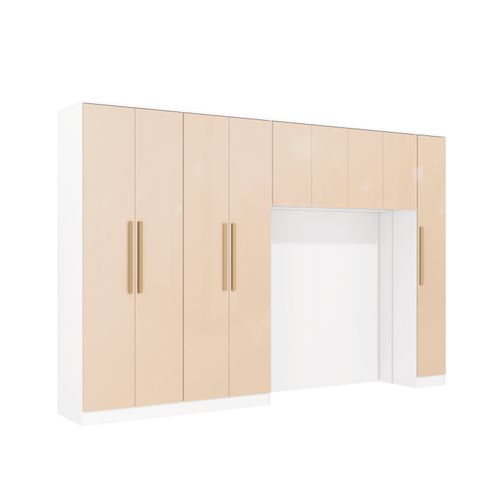 Quarto Modulado Kappesberg Adapt Branco/Macadâmia 5 Peças 349cm