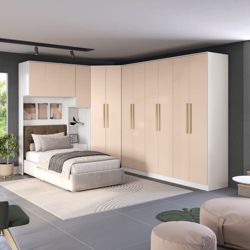 Quarto Modulado Kappesberg Adapt Branco/Macadâmia 6 Peças 246cm x 341cm