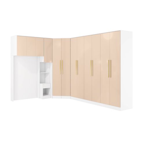 Quarto Modulado Kappesberg Adapt Branco/Macadâmia 6 Peças 246cm x 341cm