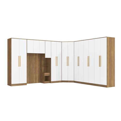 Quarto Modulado Kappesberg Adapt Nogueira/Branco 8 Peças 397cm x 341cm