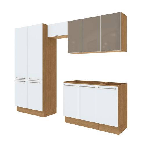 Lavanderia Modulada Suprema Kappesberg 5 Peças Freijó/Branco/Vidro Bronze 280cm