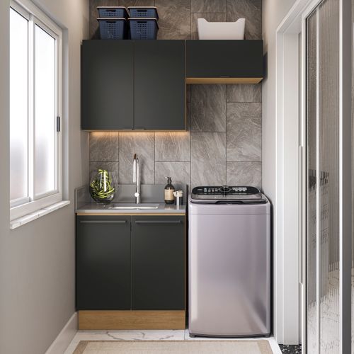 Lavanderia Modulada Suprema Kappesberg 3 Peças Freijó/Preto Fosco 140cm