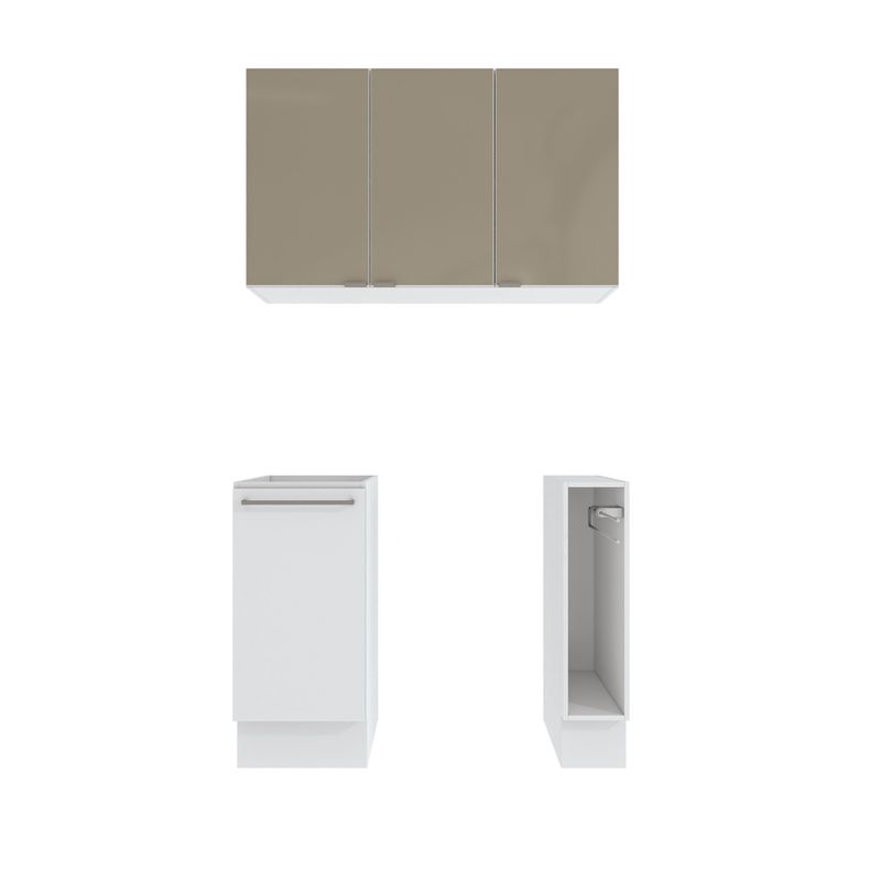 Lavanderia Modulada Suprema Kappesberg 3 Peças Branco/Vidro Bronze 120cm